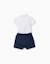 Body-polo avec imprimé mickey + short Bleu foncé 2 - vertbaudet enfant 