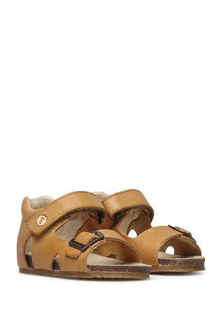 Sandales en cuir avec boucle et scratch bea Beige-+Bleu-+Gris-+Jaune-+Marine-+Marron-+Orange-+Rose-+Rouge- 32 - vertbaudet enfant 