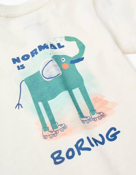 T-shirt en coton avec imprimé éléphant Beige clair 4 - vertbaudet enfant 