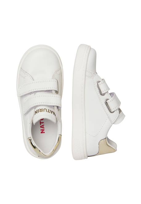 Baskets en cuir hasselt 2 vl. Blanc-platine- 4 - vertbaudet enfant 