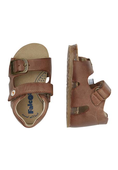 Sandales en cuir avec boucle et scratch bea Beige-+Bleu-+Gris-+Jaune-+Marine-+Marron-+Orange-+Rose-+Rouge- 29 - vertbaudet enfant 