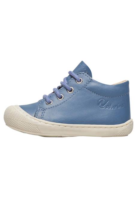 Chaussures premiers pas en cuir avec fermeture éclair cocoon zip Bleu-+Marron- 3 - vertbaudet enfant 