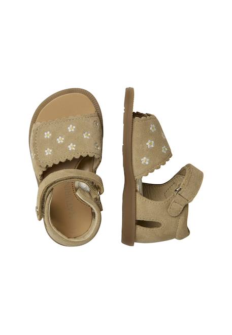 Sandales en suède avec imprimé marguerites maya embr Beige-+Marron clair- 9 - vertbaudet enfant 