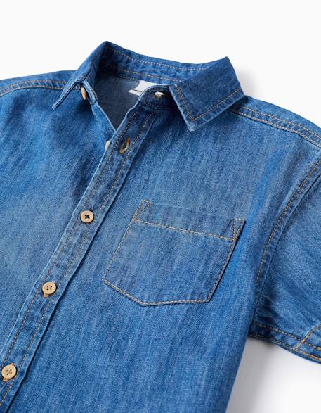 Chemise à manches courtes en jean avec poche Bleu 3 - vertbaudet enfant 