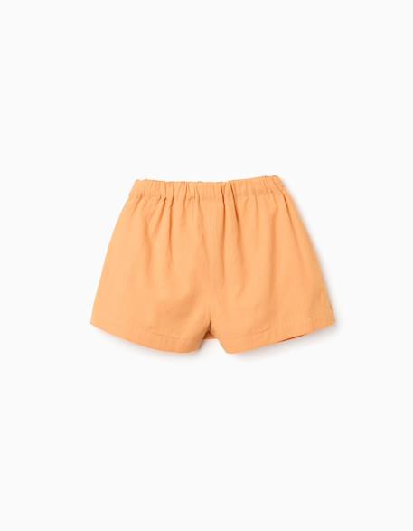Jupe-short en coton avec nœud décoratif Jaune foncé 2 - vertbaudet enfant 