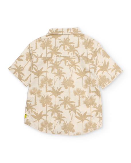 Chemise garçon en tissu tissé avec motif palmiers Beige 3 - vertbaudet enfant 
