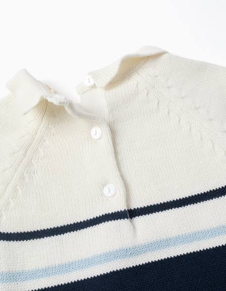 Barboteuse en maille à rayures Blanc 3 - vertbaudet enfant 