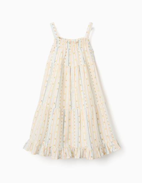 Robe sans manches en coton avec motif floral Beige clair 2 - vertbaudet enfant 