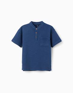 Garçon-T-shirt, polo, sous-pull-T-shirt en coton avec col mao et poche