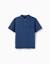 T-shirt en coton avec col mao et poche Bleu foncé+Jaune foncé 1 - vertbaudet enfant 