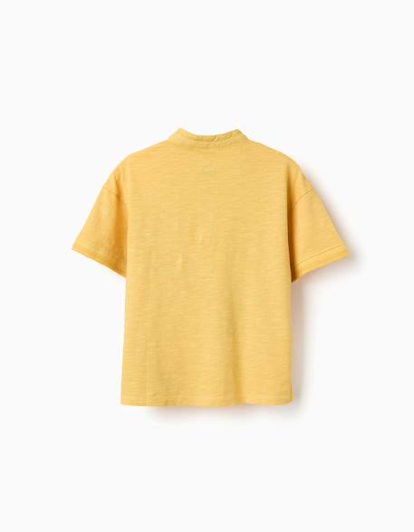 T-shirt en coton avec col mao et poche Bleu foncé+Jaune foncé 5 - vertbaudet enfant 