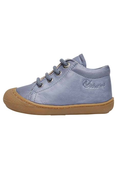 Chaussures premiers pas en cuir cocoon Bleu clair-+Bleu foncé-+Gris-+Jaune-+Sage- 3 - vertbaudet enfant 