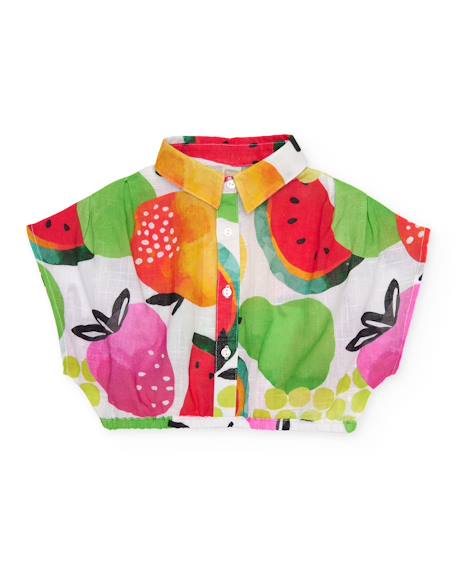 Chemise courte fille à imprimé fruité Multicolore 2 - vertbaudet enfant 