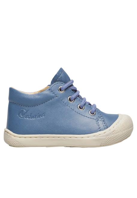 Chaussures premiers pas en cuir avec fermeture éclair cocoon zip Bleu-+Marron- 1 - vertbaudet enfant 