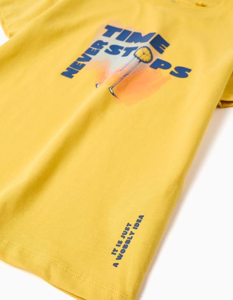 Ensemble t-shirt et short en coton avec imprimé Jaune foncé 3 - vertbaudet enfant 
