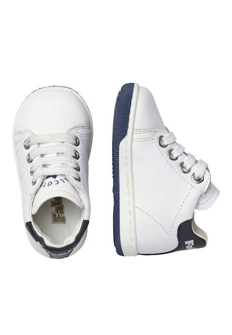 Baskets lacées en nappa bicolore adam Blanc-+Marine- 4 - vertbaudet enfant 