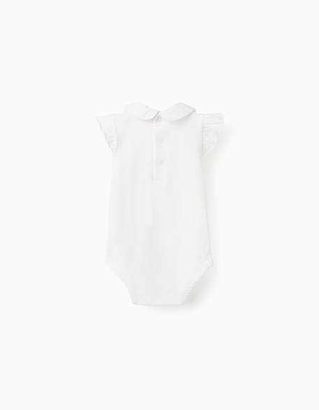 Body à manches courtes avec col brodé Blanc 2 - vertbaudet enfant 