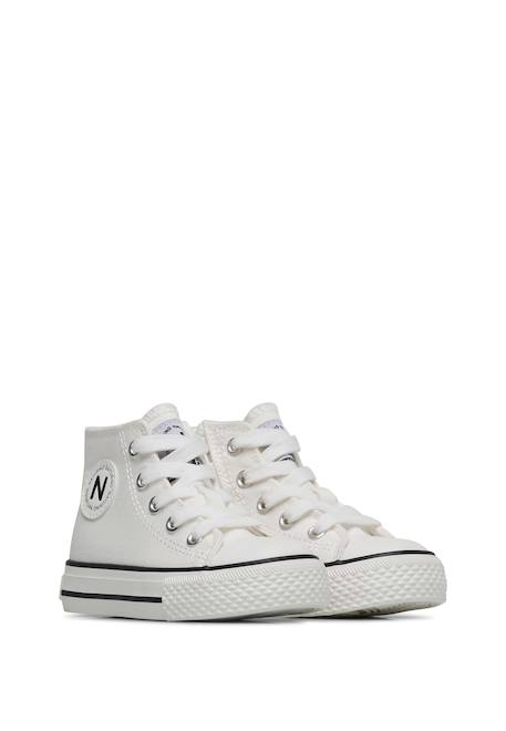 Baskets à la cheville en cuir et tissu ylfas. Blanc-+Kaki-+Marine- 2 - vertbaudet enfant 