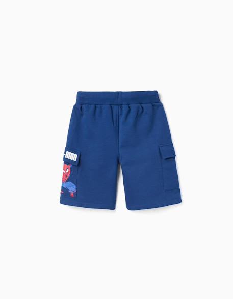 Short en coton avec imprimé spider-man et poches cargo Bleu foncé 2 - vertbaudet enfant 