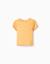 T-shirt côtelé à fleur brodée Beige clair+Jaune foncé 5 - vertbaudet enfant 