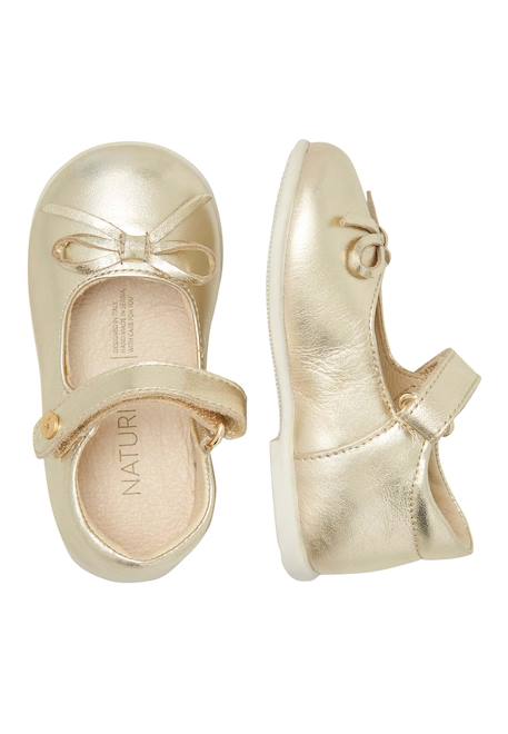 Ballerines en cuir laminé ballet Or-+Rose- 4 - vertbaudet enfant 