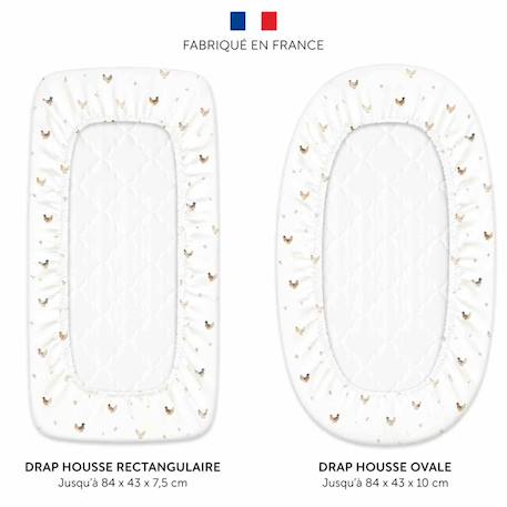 Drap housse berceau en satin de coton gallina Écru – motif poules champêtre 4 - vertbaudet enfant 