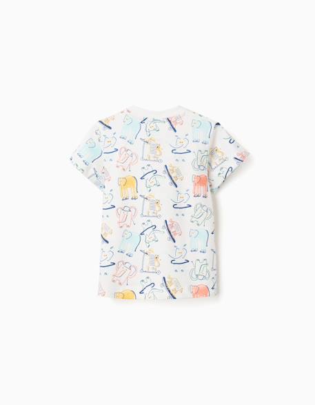T-shirt en coton avec motif éléphant et tigre Beige clair 2 - vertbaudet enfant 