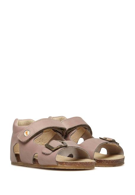 Sandales en cuir avec boucle et scratch bea Beige-+Bleu-+Gris-+Jaune-+Marine-+Marron-+Orange-+Rose-+Rouge- 2 - vertbaudet enfant 