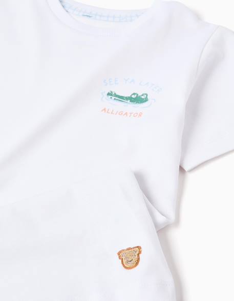 Pyjama à manches courtes en coton avec imprimés alligator Blanc 3 - vertbaudet enfant 