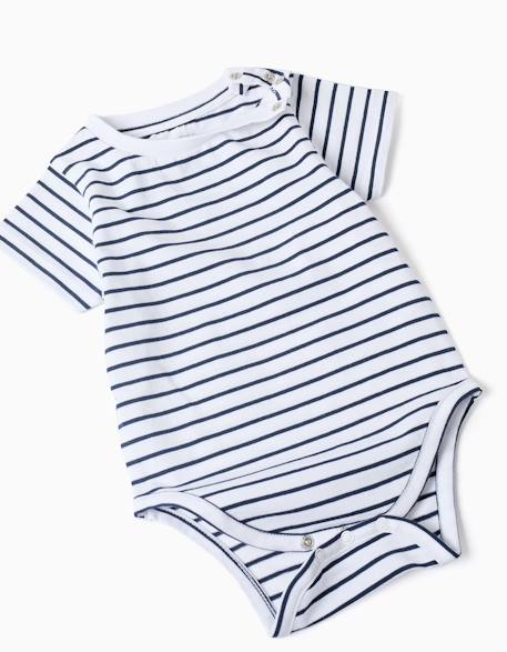 Ensemble body à rayures + barboteuse en piqué Bleu foncé 3 - vertbaudet enfant 