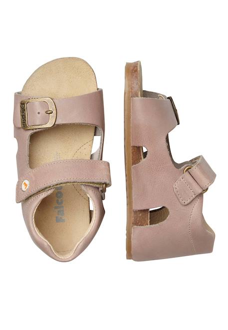 Sandales en cuir avec boucle et scratch bea Beige-+Bleu-+Gris-+Jaune-+Marine-+Marron-+Orange-+Rose-+Rouge- 4 - vertbaudet enfant 