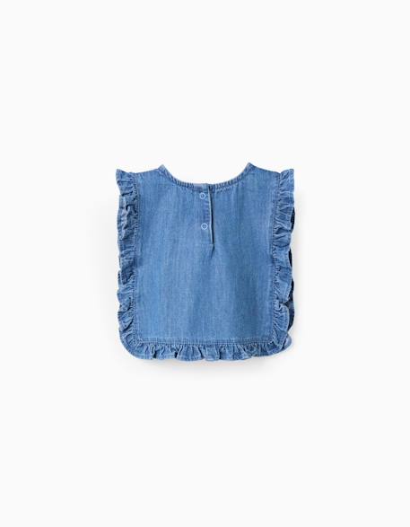 Blouse style poncho en jean avec volants et broderie Bleu 2 - vertbaudet enfant 