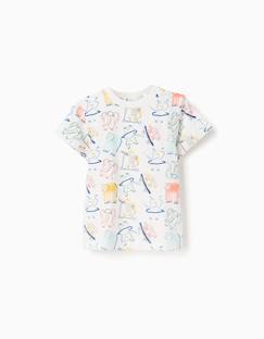 -T-shirt en coton avec motif éléphant et tigre