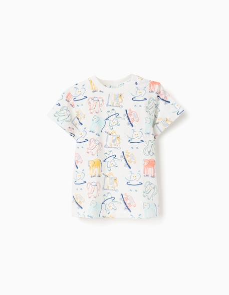 Bébé-T-shirt, sous-pull-T-shirt en coton avec motif éléphant et tigre
