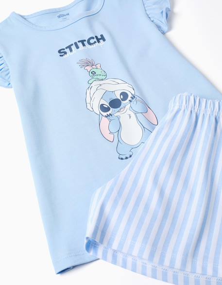 Pyjama en coton à manches courtes avec imprimé stitch Bleu clair 3 - vertbaudet enfant 