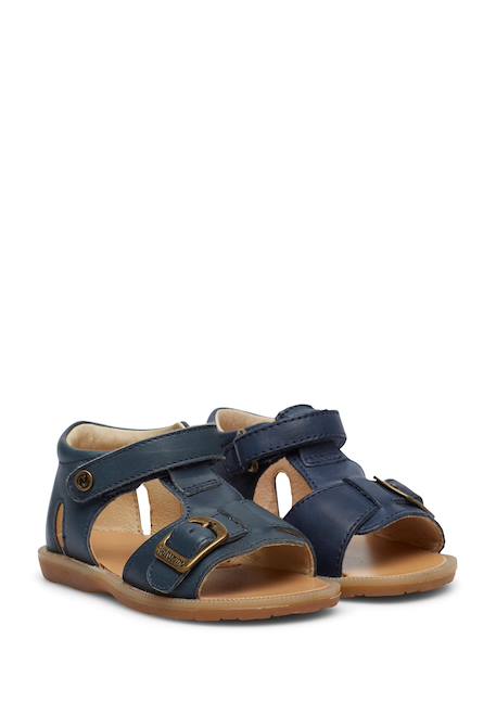 Sandales en cuir à scratch quarzo Marine-+Marron- 2 - vertbaudet enfant 