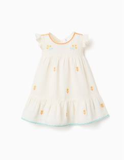 Bébé-Robe, jupe-Robe en coton et lin avec fleurs