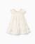 Robe en coton et lin avec fleurs Beige clair 1 - vertbaudet enfant 