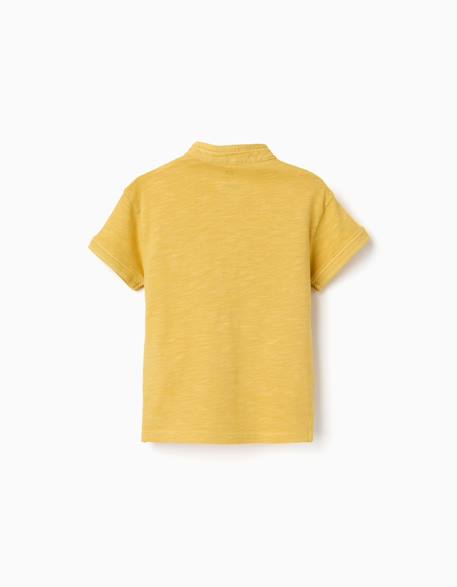 T-shirt en coton avec col mao et poche Bleu foncé+Jaune foncé 5 - vertbaudet enfant 