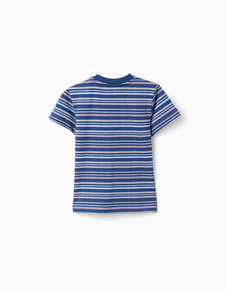 T-shirt en coton à rayures et poche poitrine Bleu foncé 2 - vertbaudet enfant 