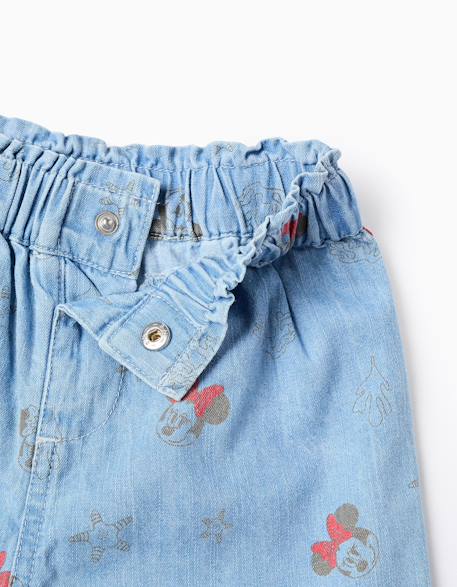 Short en jean avec minnie et taille élastiquée Bleu 3 - vertbaudet enfant 