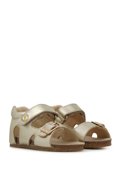 Sandales en cuir lamé avec boucle et scratch bea Argent-+Platine- 7 - vertbaudet enfant 