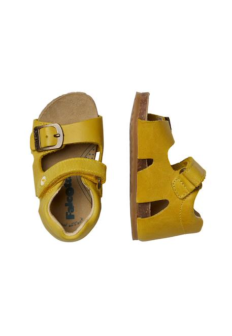 Sandales en cuir avec boucle et scratch bea Beige-+Bleu-+Gris-+Jaune-+Marine-+Marron-+Orange-+Rose-+Rouge- 19 - vertbaudet enfant 