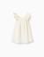 Blouse en coton et lin avec fleurs Beige clair 2 - vertbaudet enfant 