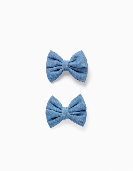 Bébé-Accessoires-Accessoires cheveux-Lot de 2 pinces à cheveux avec nœuds en jean
