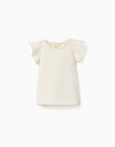 T-shirt avec manches à volants et col rond Beige clair+Corail clair+Jaune clair+Vert clair 1 - vertbaudet enfant 