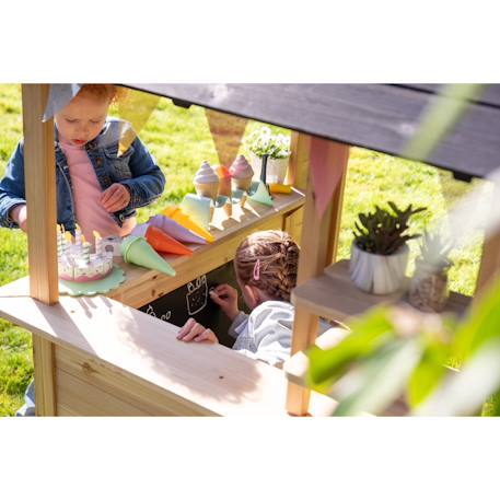 Maisonnette en bois fsc roue jeux de rôle hika Naturel 4 - vertbaudet enfant 