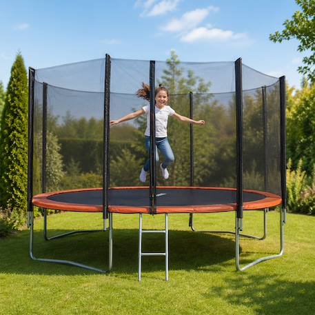 Trampoline ø 4,27 m avec filet de sécurité et échelle pour enfants Noir 1 - vertbaudet enfant 