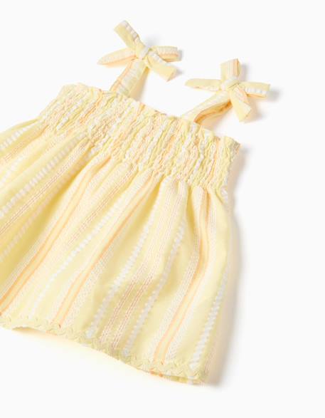 Ensemble blouse et short en coton à rayures Jaune clair 3 - vertbaudet enfant 