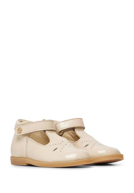 Ballerines en cuir vernis maluku Blanc crème- 2 - vertbaudet enfant 